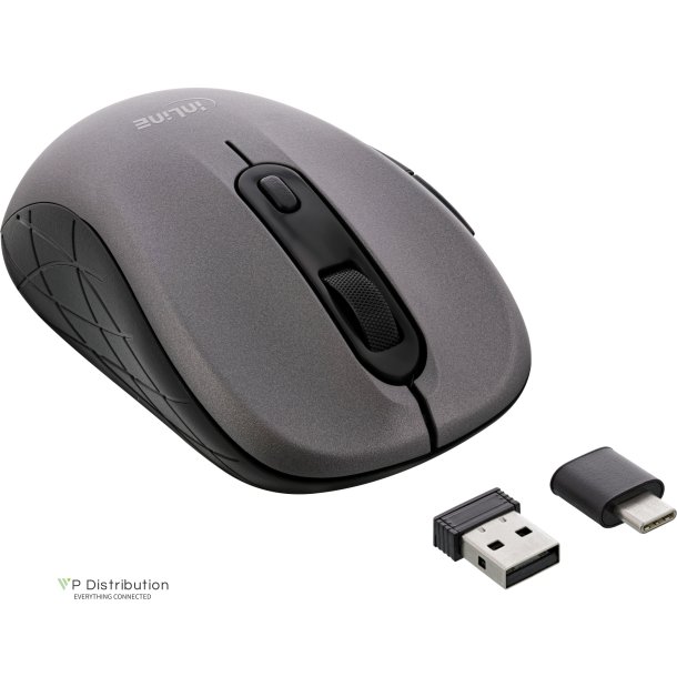 InLine&reg; Mouse 3-in-1, Bluetooth + 2x 2.4GHz, 5 buttons, optical, grey/black