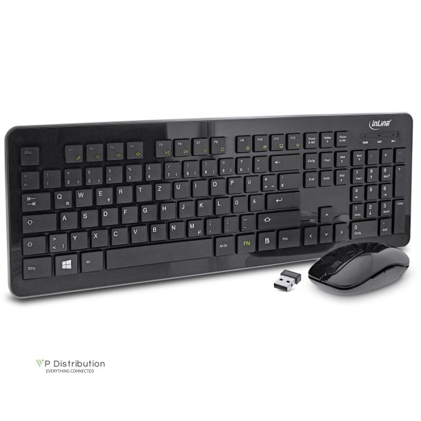 InLine&reg; Design Desktop Set, USB 2,4GHz, max. 1600dpi, black, GERMAN