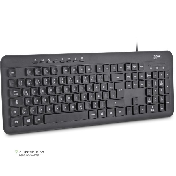 InLine&reg; Keyboard with USB cable, German layout, black