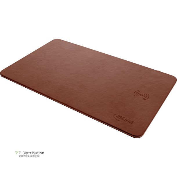 InLine&reg; Mouse pad, wireless charging, 370x225x7mm, brown