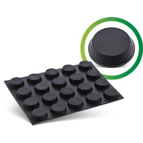 InLine® Rubber pads 20pcs Pack black, flat shape 1.2cm