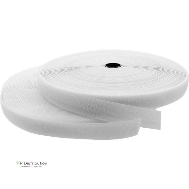 InLine&reg; Cable Ties with hook-and-loop fastener band 25mm white 25m