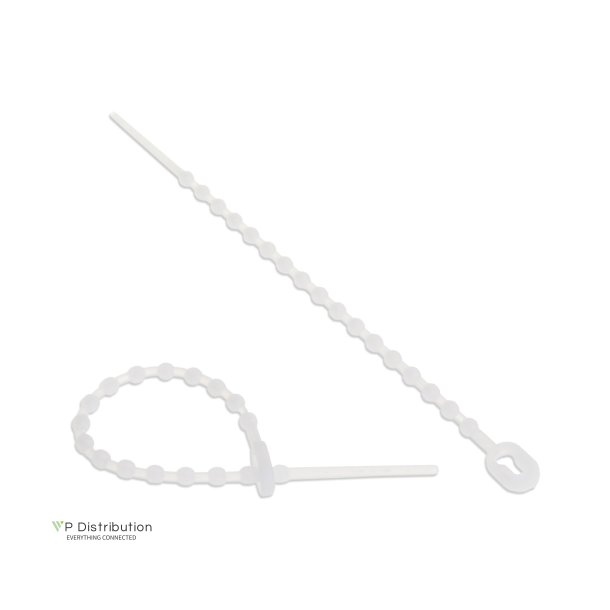 InLine&reg; Ball cable ties white length 100mm 100pcs