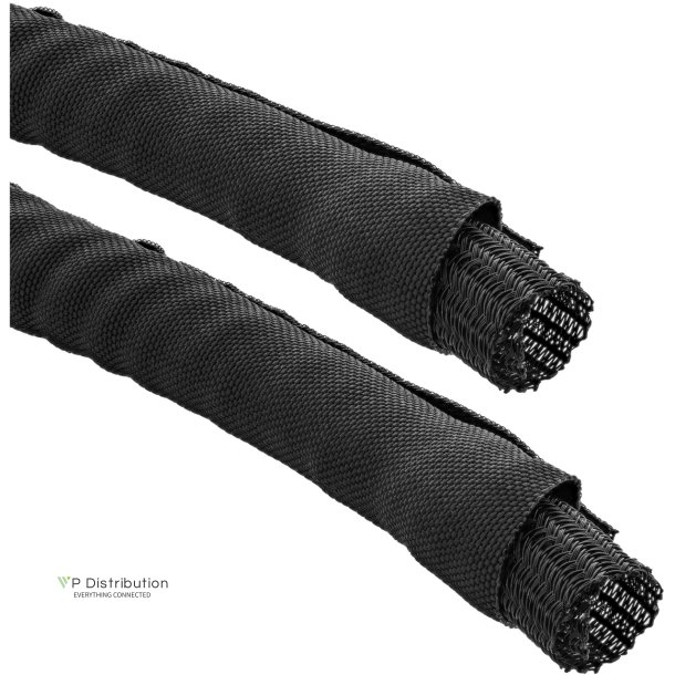 InLine Self Closing Sleeving, black, 10mm diameter, 1m