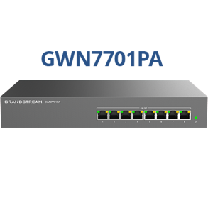 Grandstream Unmanaged Network Switch, 8x GbE RJ45, 8x PoE 802.3 af/at, Internal PSU