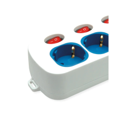 ROLINE Table PowerStrip 3x, +Sw, colored 1x A + 1x C, CEE7/7, Blue, 3m