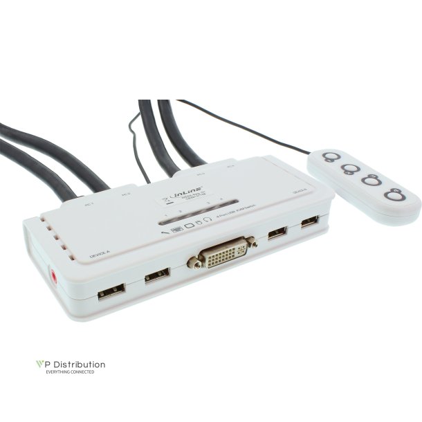 InLine&reg; KVM Switch 4 Port DVI-D + USB + Audio incl. 2 Cable Sets