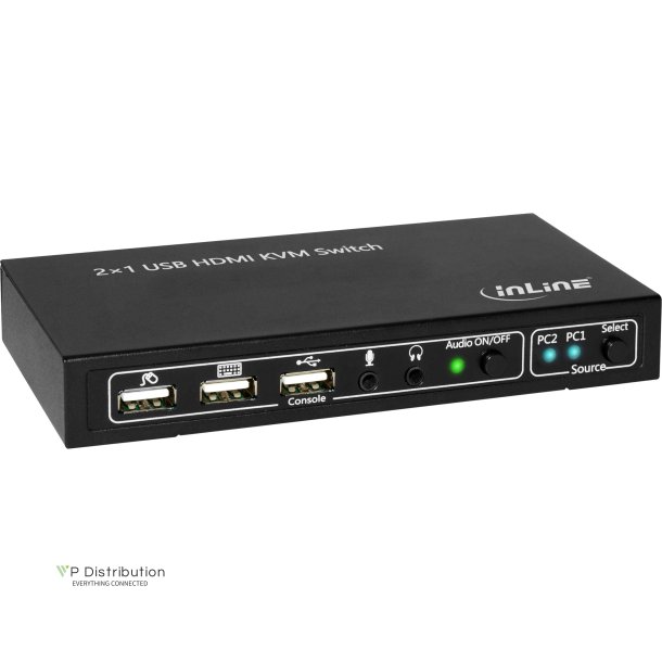 The InLine&reg; 2x1 HDMI KVM Switch, 2x1, HDMI 4K2K, USB 2.0 Hub, with Audio