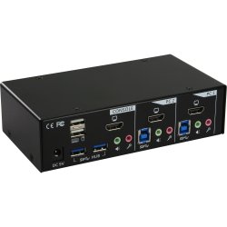 InLine&reg; KVM Desktop Switch 2 Port HDMI USB 3.0 Hub mit Audio
