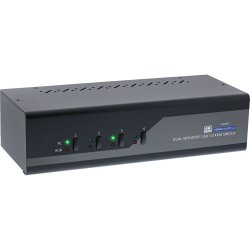 InLine KVM Desktop Switch, 4-port, Dual Monitor, DP 1.2+HDMI 2.0, 4K, USB 3.0, Audio
