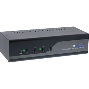 InLine KVM Desktop Switch, 4-port, Dual Monitor, DP 1.2+HDMI 2.0, 4K, USB 3.0, Audio