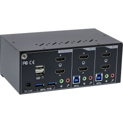 InLine KVM Desktop Switch, 2-port, Dual Monitor, HDMI 2.0, 4K, USB 3.0, Audio