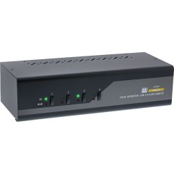 InLine KVM Desktop Switch, 4-port, Dual Monitor, HDMI 2.0, 4K, USB 3.0, Audio