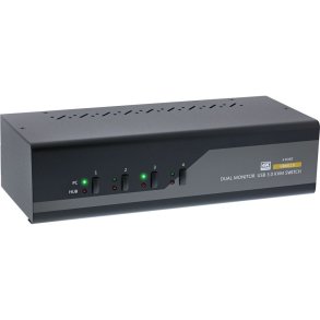 InLine KVM Desktop Switch, 4-port, Dual Monitor, HDMI 2.0, 4K, USB 3.0, Audio