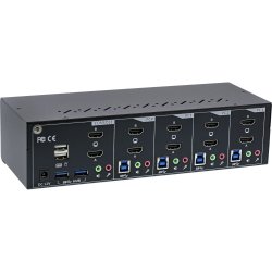 InLine KVM Desktop Switch, 4-port, Dual Monitor, HDMI 2.0, 4K, USB 3.0, Audio