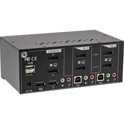 InLine&reg; Desktop KVM Switch, 2-port, Dual Monitor DisplayPort 1.2, 4K, USB 2.0, Audio