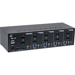 InLine Desktop KVM Switch, 4-port, Dual Monitor DisplayPort 1.2, 4K, USB 3.0, Audio