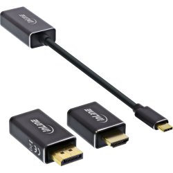 InLine&reg; USB Display Converter Set 6-in-1, USB Type-C male to DisplayPort female, HDMI, VGA (DP Alt Mode), 4K/60Hz, black, 0.2m