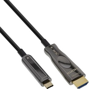 InLine USB Display AOC Cable, USB Type-C male to HDMI male (DP Alt Mode), 25m