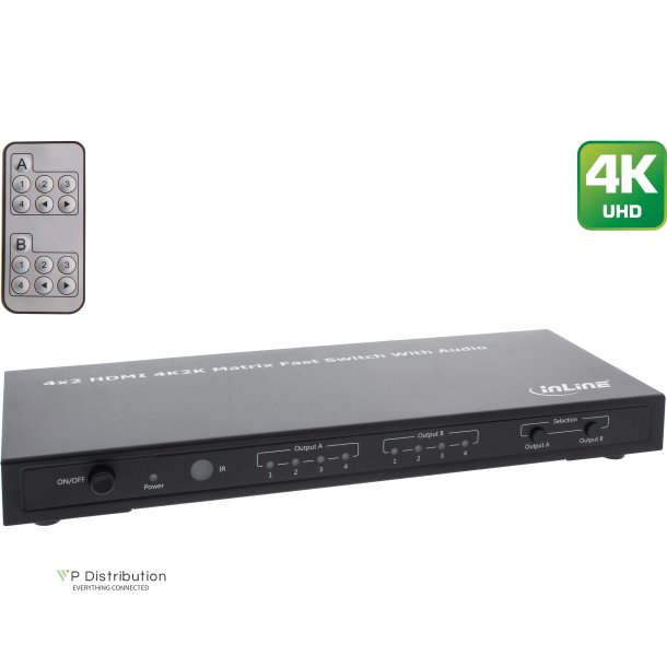 InLine&reg; HDMI Matrix Switch 4K UltraHD 4 Input Port to 2 Output Port