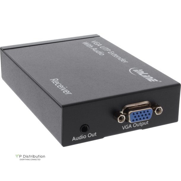 InLine&reg; VGA + Audio Extender Receiver max. 300m via UTP / STP network Cable RJ45