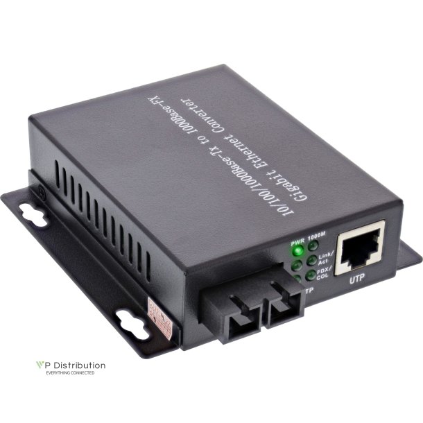 InLine&reg; Network Media Converter 10/100/1000Mb/s TP to FO (SC Duplex), SM, 20km