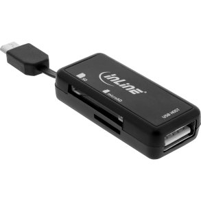 InLine® OTG Card Reader Dual Flex for SD, micro SD w/ USB Port and 2 Card Slots