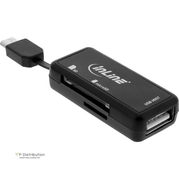 InLine&reg; OTG Card Reader Dual Flex for SD, micro SD w/ USB Port and 2 Card Slots