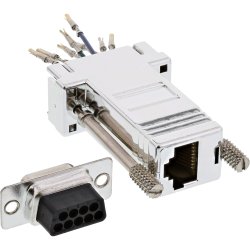 InLine&reg; Adapter DB9 female to RJ45 8P8C female metal-coated housing