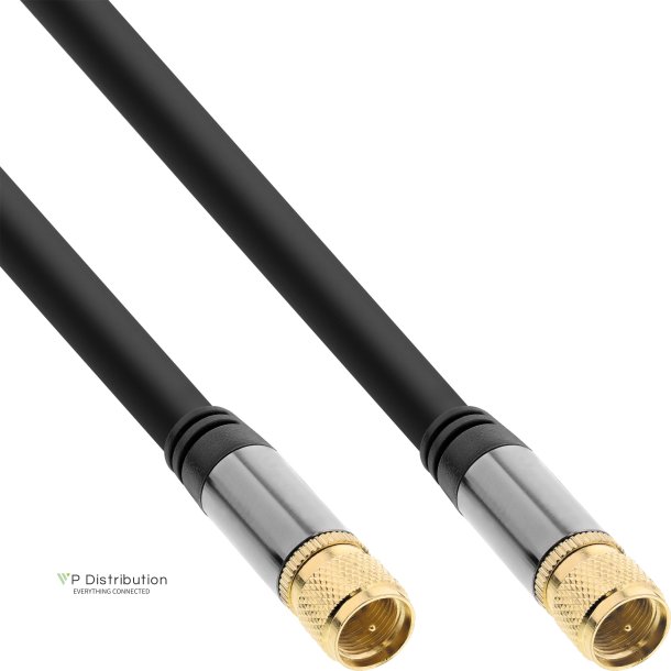 InLine&reg; Premium SAT cable, 4x shielded, 2x F-plug, >110dB, black, 0.5m