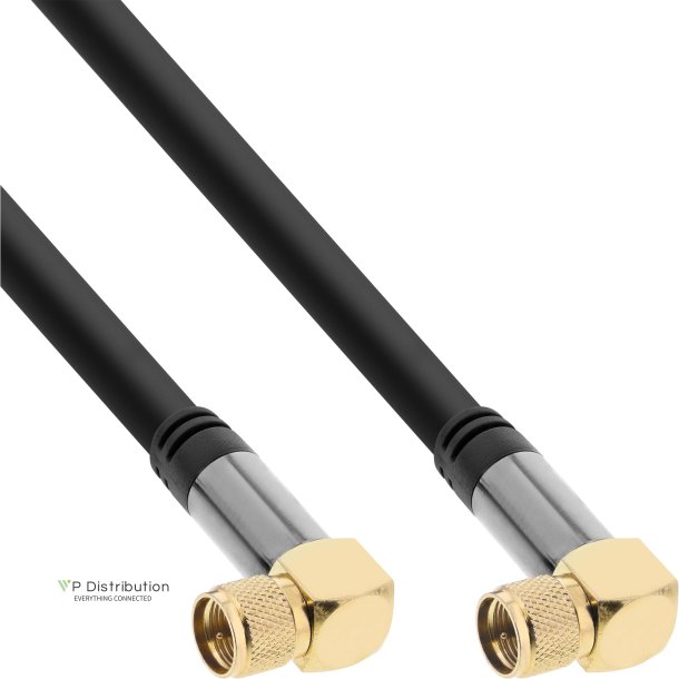 InLine&reg; Premium SAT cable, 4x shielded, 2x F-plug angled, >110dB, black, 1m