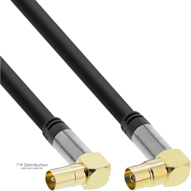 InLine&reg; Premium Antenna cable angled, 4x shielded, >110dB, black, 3m