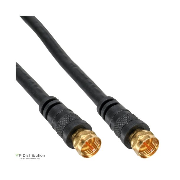 InLine&reg; SAT Cable Premium 2x shielded 2x F-Plug >85dB black 1m