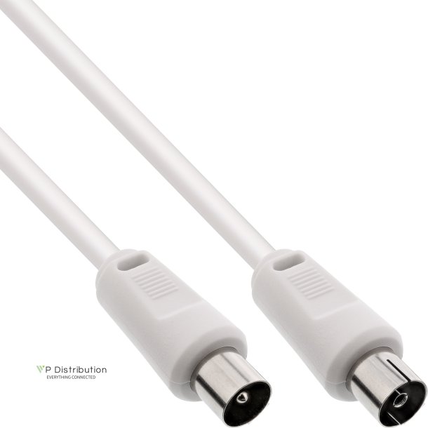 InLine&reg; Antenna Cable 2x shielded ultra low loss >75dB white 1m