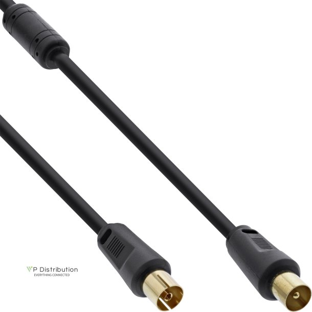 InLine&reg; Antenna Cable 2x shielded >85dB black 0.5m