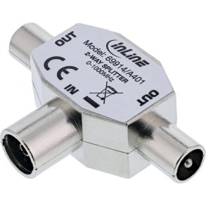 InLine® Antenna T-Splitter for TV 1x Coax female to 2x Coax male