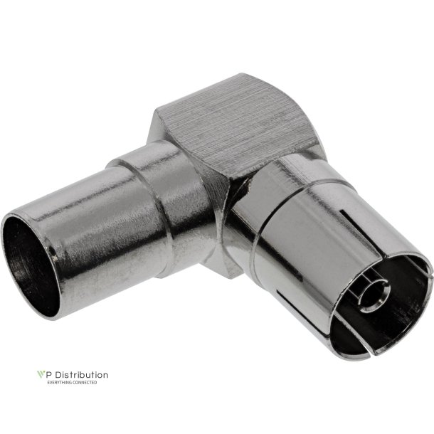 InLine&reg; Antenna Coaxial Connector IEC male to female angled metal