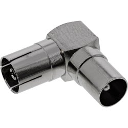 InLine&reg; Antenna Coaxial Connector IEC male to female angled metal