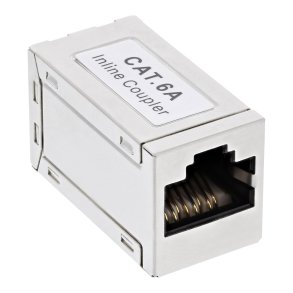 InLine® Cat.6A adaptor, fully shielded, metal, 2x RJ45 F/F, 1:1