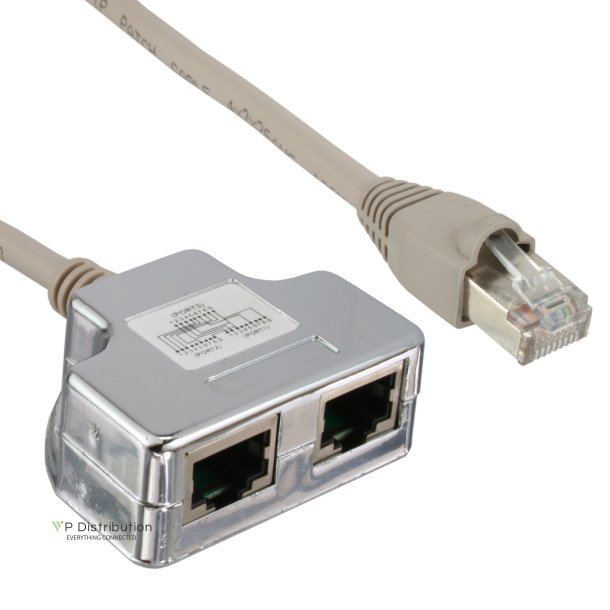 InLine&reg; Cat.5e Splitter two different connections via one RJ45 8P8C Patch Cable