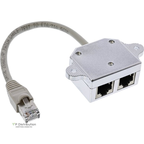 InLine&reg; Cat.5e ISDN T-Adapter RJ45 male to 2x RJ45 female 15cm