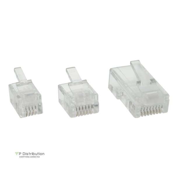 InLine&reg; Modular Plug 6P4C / RJ11 for flat Cable, 100 pcs.