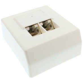InLine® Cat.5e Network Box 2x RJ45 surface mounting white RAL9010