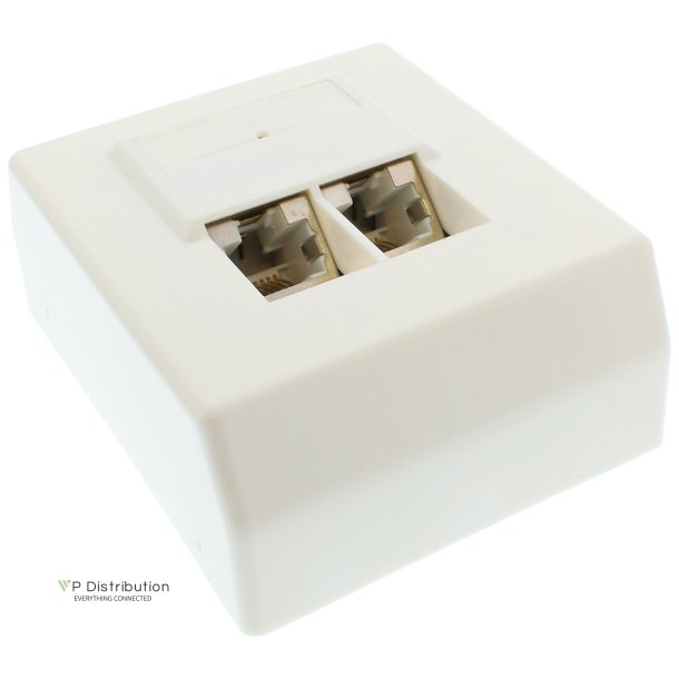 InLine&reg; Cat.5e Network Box 2x RJ45 surface mounting white RAL9010