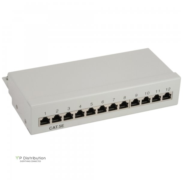 InLine Patch Panel Cat.5e table / wall assembly 12 Port light grey RAL7035