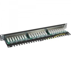 InLine Patch Panel 19" Cat.5e 24 Port 1U black RAL9005