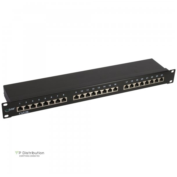 InLine Patch Panel 19" Cat.5e 24 Port 1U black RAL9005