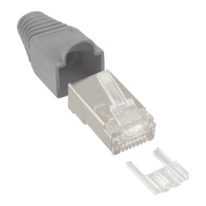 InLine® Crimp Connector RJ45 8P8C shielded with threader + bend protection grey 10 pcs.