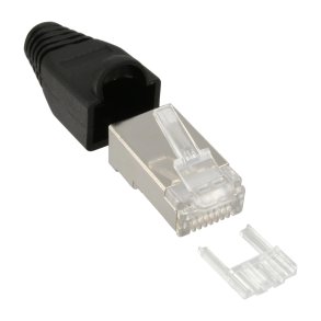 InLine® Crimp Connector RJ45 8P8C shielded with threader + bend protection black 100 pcs.