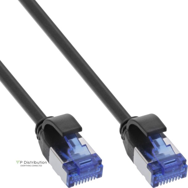 InLine&reg; Patch cable slim, Cat.6A, S/FTP, TPE (LSZH) flexible, PoE, black, 20m